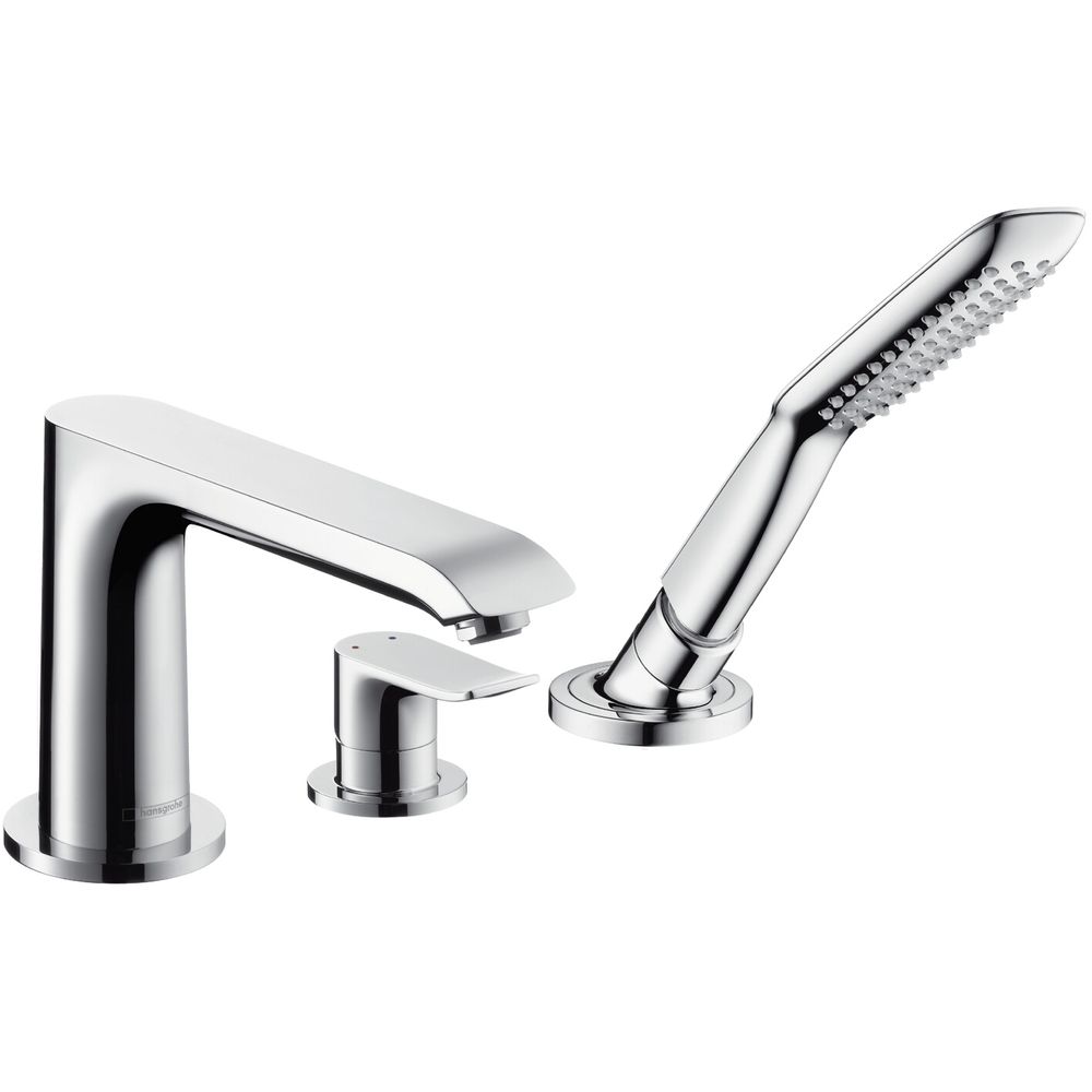 hansgrohe Fertigmontageset Metris 3-Loch-Wannenrand-Einhebelmischer, chrom