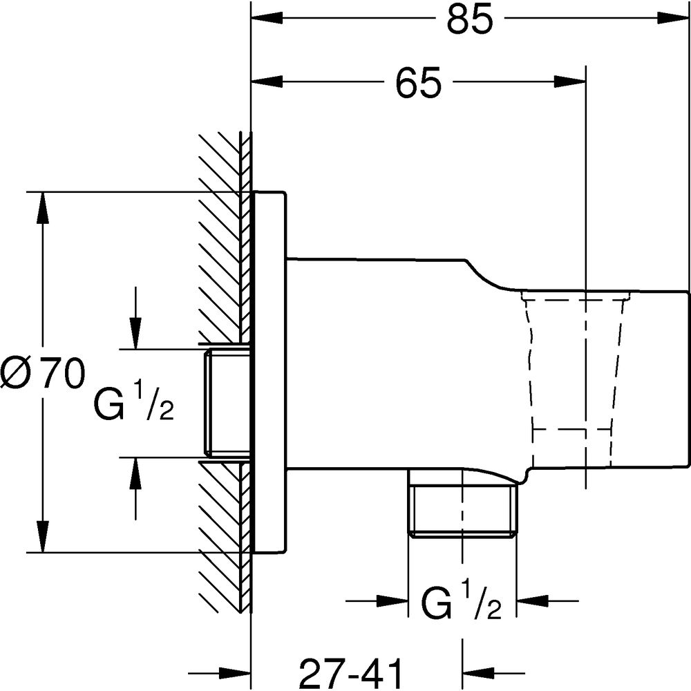 GROHE Wandanschlussbogen Relexa 1/2", mit Wandbrausehalter, chrom 