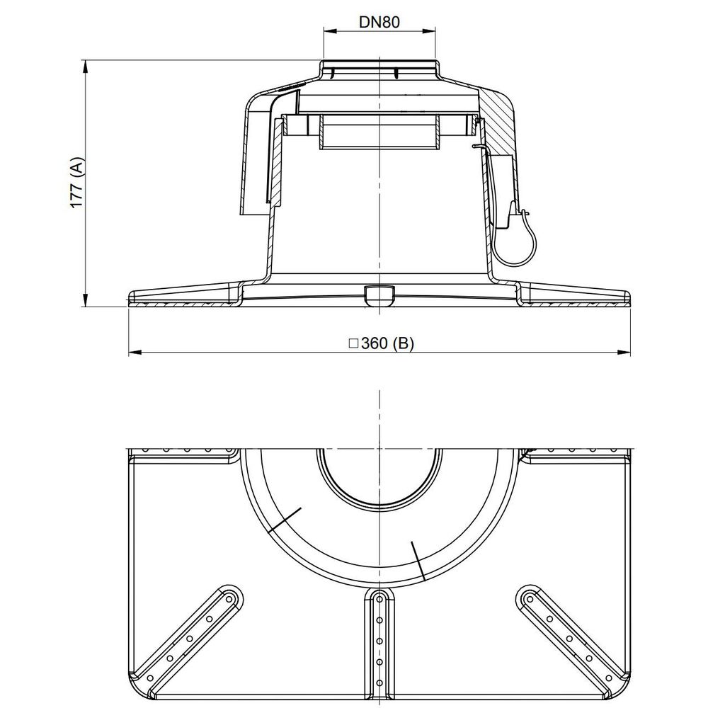 ATEC Mündungs-Set PolyTop DN 80, 360 x 360 mm, Kunststoff