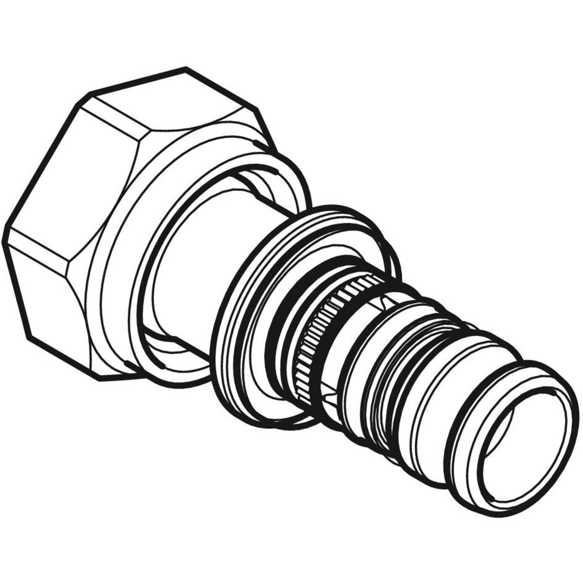 Geberit Anschluss Mepla 20 mm x G 1/2, mit Überwurfmutter, vernickelt, Messing 612582225-612582225