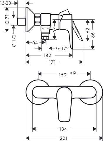 Hansgrohe Talis E Einhebel-Brausemischer Aufputz, chrom