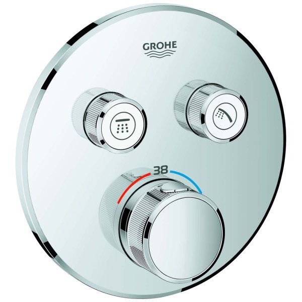 GROHE Fertigmontageset Grohtherm Smartcontrol UP-Thermostat, 2 Absperrventile, rund, chrom